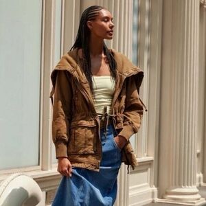 FREE PEOPLE Future Surplus Brown Utility Jacket SZ XL